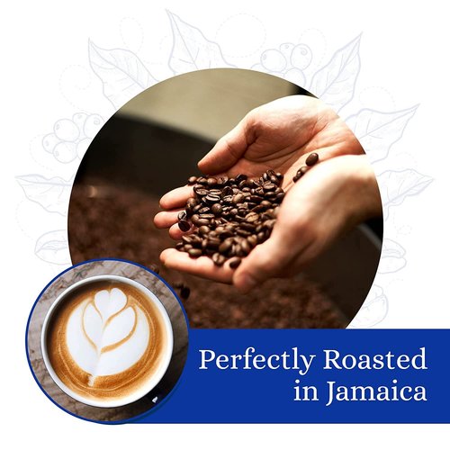 Cafe Blue – 100% Authentic Jamaica Blue Mountain Coffee from Clifton Mount Estate, Medium Roast Whole Bean, Premium Arabica Beans, Bag of 16 Ounces (1 Pound, 454 Grams)