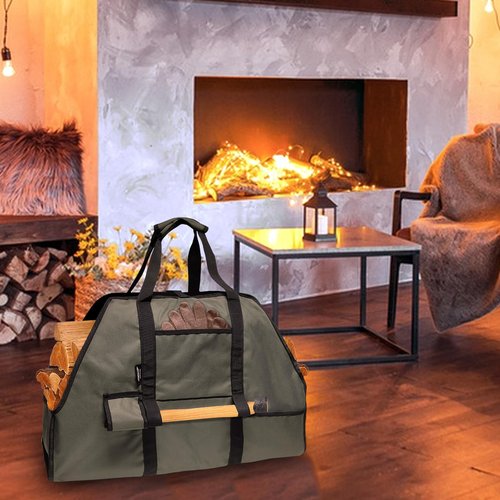 Joroamp Firewood Carrier with Handles, Large Canvas Wood Carrier for Firewood Tote, Sturdy Fireplace Wood Stove Accessories, for Carrying Log at Indoor or Outdoor, Camping Storage Holder Bag