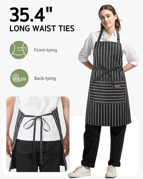 Syntus 2 Pack Kitchen Aprons, Apron for Cooking with 2 Pockets for Men Women Adjustable Bib Chef Apron