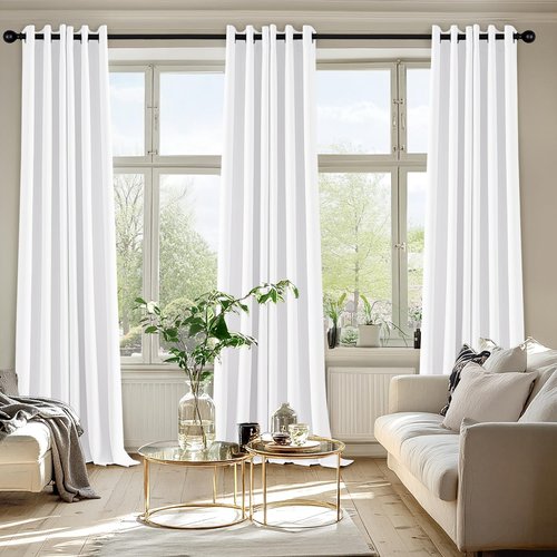MIULEE Thermal Insulated White Curtains - 90-Inch Room Darkening Drapes | 2 Panels, Grommet Top