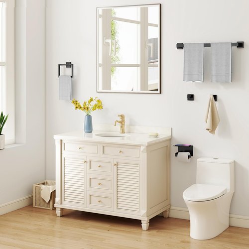 STWWO 10-Piece Matte Black Bathroom Hardware Accessories Set, 24 inch Towel Bar, Stainless Steel Towel Racks for Bathroom, Bath Towel Bar Set Wall Mounted