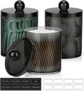 Skiennix Acrylic Qtip Holder Dispenser - Clear Plastic Canister Set for Cotton Swabs & Makeup Storage | 3 Pack