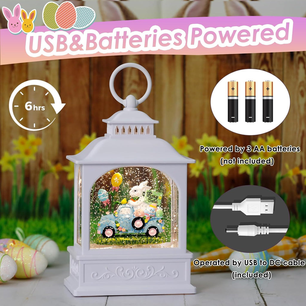 Regine Switzerland Easter Snow Globe - Glitter Bunny Spring Decor with 6-Hour Timer | Perfect for Easter Celebrations