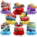 8Pcs Cars Table Centerpiece Birthday Party Supplies Double Side Table Decorations for Cars Themed Party Decorations
