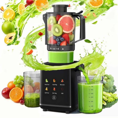 Kismile Cold Press Juicer Machine with 5 Modes, ABS Housing & HD Display, 4.5" Wide Feed Chute Slow Juicer for Fruits & Vegetables, Quiet Masticating Juicer Press, Easy to Clean, High Juice Yield