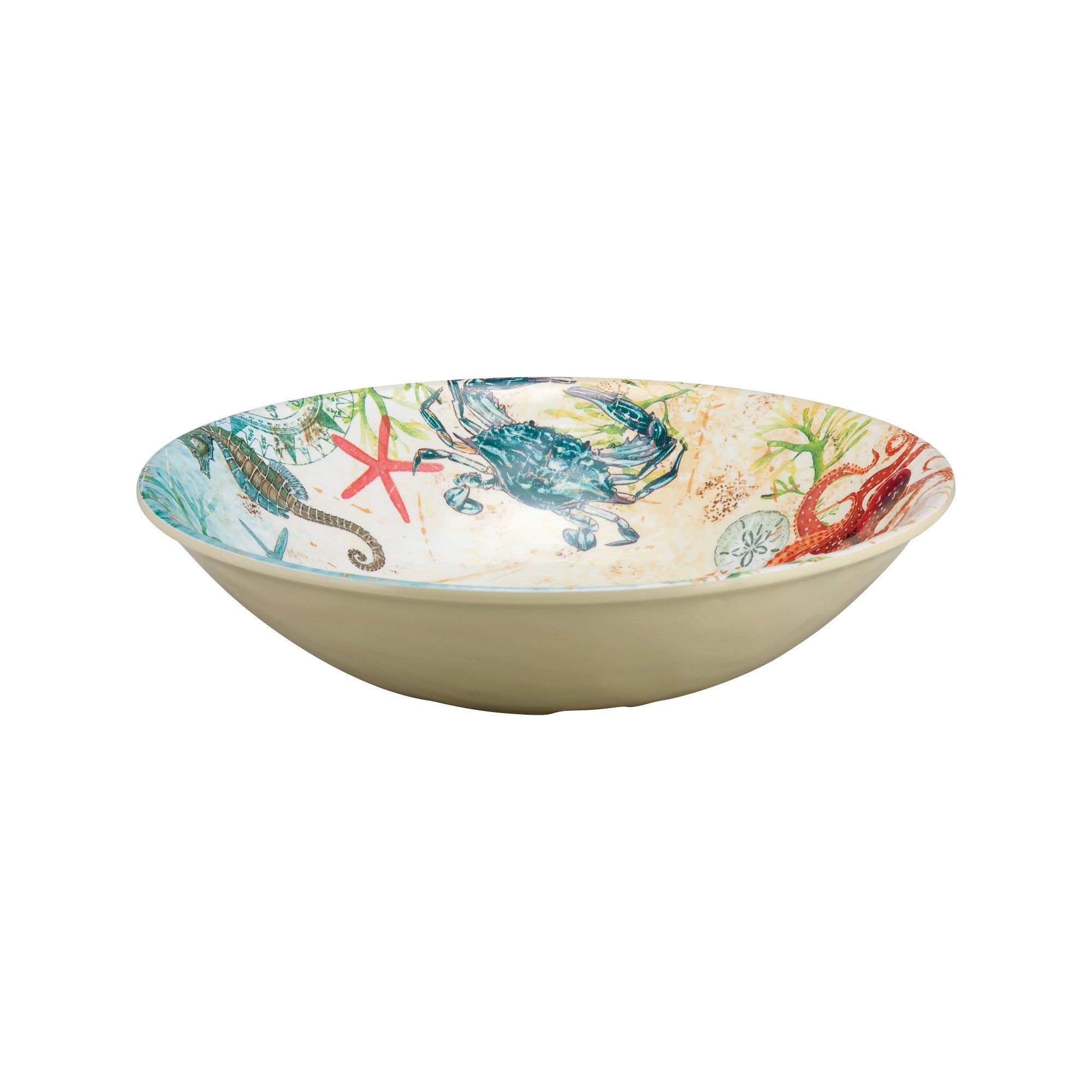 Supreme Housewares 16-Piece Melamine Dinnerware Set, Includes Dinner Plates, Salad Plates, Dessert Plates, Bowls, Service for 4. (Crab)