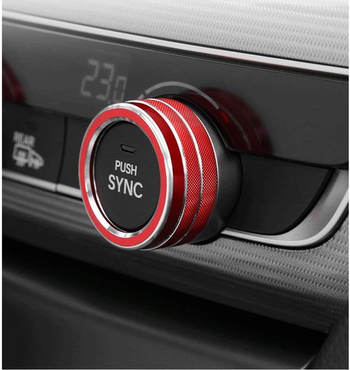 TLIFORT Centre Console Air Conditioning Switch Knob Sound Volume Button Ring for 10th Gen Honda Accord Sedan Sport EX EX-L LX 2018 2019 2020 2021 2022, Aluminum Red, 5pcs