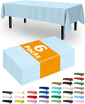 Pureegg Disposable Plastic Tablecloths - 54 x 108 Inch, Waterproof Baby Blue for Easter & Weddings