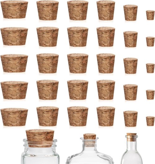 30Pcs Cork Stoppers, Mini Tapered Cork Plugs Wine Bottle Corks Plugs Replacement Corks for Glass Bottles,Crafts & Home Decor, Wine Bottles, Salt and Pepper Shakers, 6 Sizes