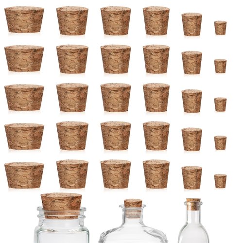 30Pcs Cork Stoppers, Mini Tapered Cork Plugs Wine Bottle Corks Plugs Replacement Corks for Glass Bottles,Crafts & Home Decor, Wine Bottles, Salt and Pepper Shakers, 6 Sizes