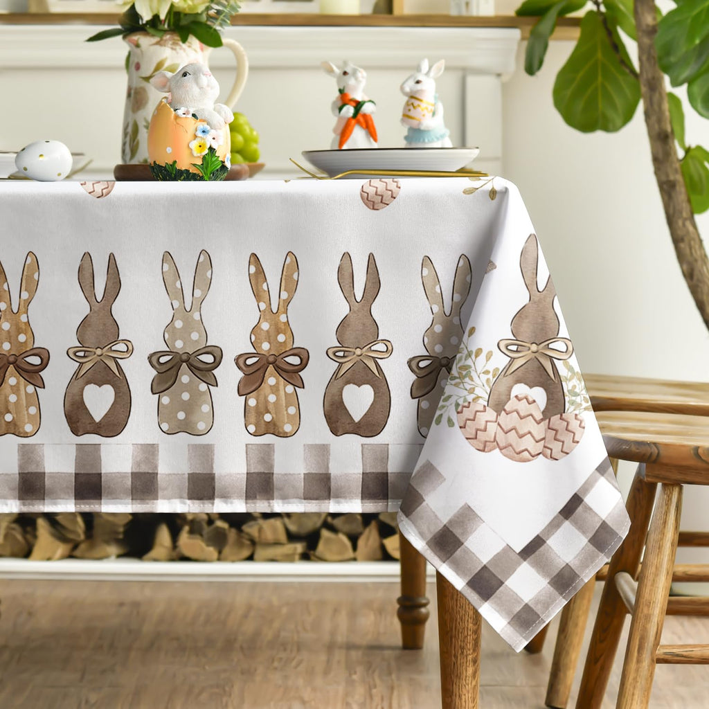 Horaldaily Easter Tablecloth 60×120 Inch Rectangular, Spring Carrots Bunny Washable Table Cover for Party Picnic Dinner Decor