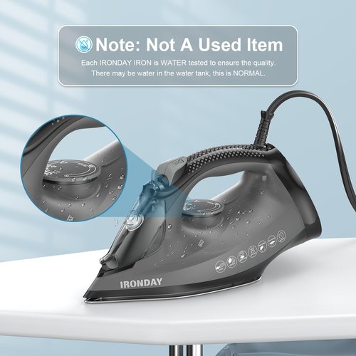 IRONDAY Steam Iron for Clothes, 1800W Cloth Iron with Ceramic Soleplate, Auto-Off, 20s Fast Heat-up,Burst of Steam, Self-Cleaning, 20.28oz Water Tank for Home Ironing