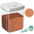 Mutclord POP Airtight Brown-Sugar Keeper-Container - 1.3Qt(42Oz/1.2L) Clear Jar | 1/2 Tablespoon Scoop | Brown Sugar Saver | Stackable One-Touch Opening