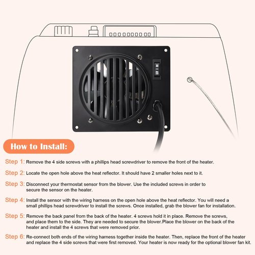 Hiorucet F299201 Blower Fan Kit for Mr Heater 20000-30000 BTU Ventless Propane and Natural Gas (2016-Present), Replacement Mr. Heater F299201 Vent Free Blower Accessory Kit.