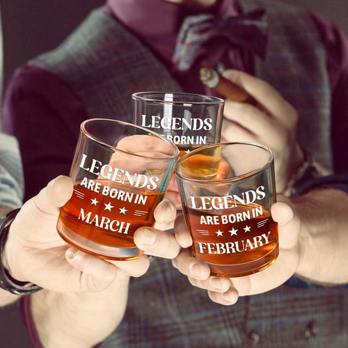 Futtumy Legends Are Born In February, 10 Oz Whiskey Glass, Birthday Gifts for Men, February Mens Birthday Gifts, 40th 50th 60th Mens Birthday Gift Ideas for Dad Grandpa Husband Son Uncle Coworkers