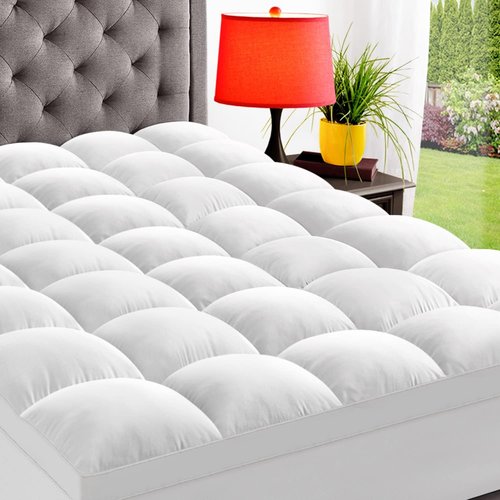ELEMUSE Queen Mattress Topper - Plush Soft Pillowtop for Back Pain Relief | Extra Thick Deep Pocket Design