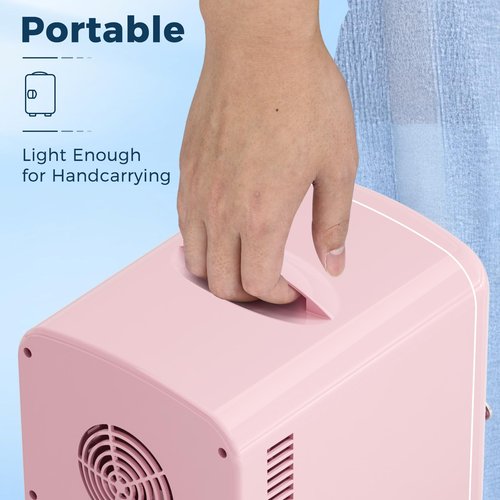 Antarctic Star 4L/6 Cans Compact Refrigerator,Portable Mini Fridge Skin Care,Cooler and Warmer for Bedroom,Car,Office & Dorm, Small Cooler for Cosmetics/Beverage/Food,PINK