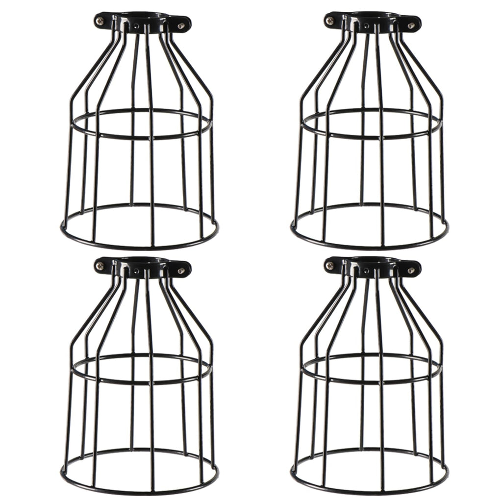 XIDING Farmhouse Vintage Industrial Metal Wire Cage, Old Open Style Lamp Guard Adjustable for Hanging Pendant Lighting, Perfect DIY Lamp Shade Replacement Accessories, Pack of 4.
