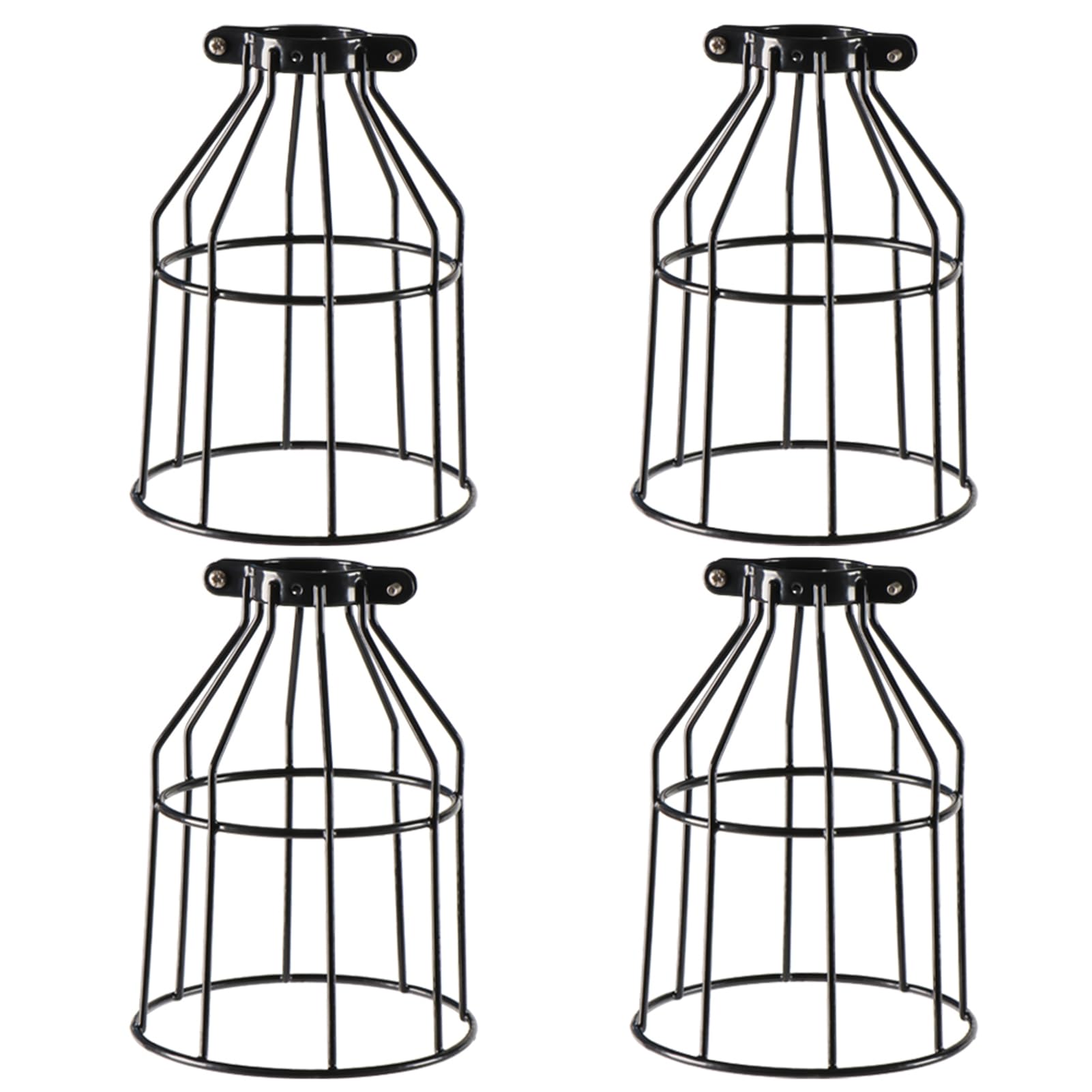 XIDING Farmhouse Vintage Industrial Metal Wire Cage, Old Open Style Lamp Guard Adjustable for Hanging Pendant Lighting, Perfect DIY Lamp Shade Replacement Accessories, Pack of 4.