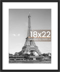 Upsimples 18x22 Picture Frame - Versatile Display for 14x18 Photos with Mat or 18x22 Without - Black, 1 Pack