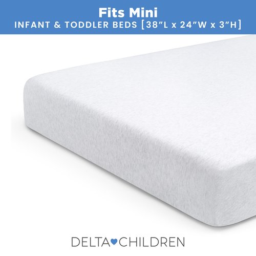 Delta Children 4-Inch Mini Crib Sheet Set, 4 Pack, Soft and Breathable 100% Jersey Knit Fitted Sheet Set, Crib Sheets for Baby Boys and Girls, Grey