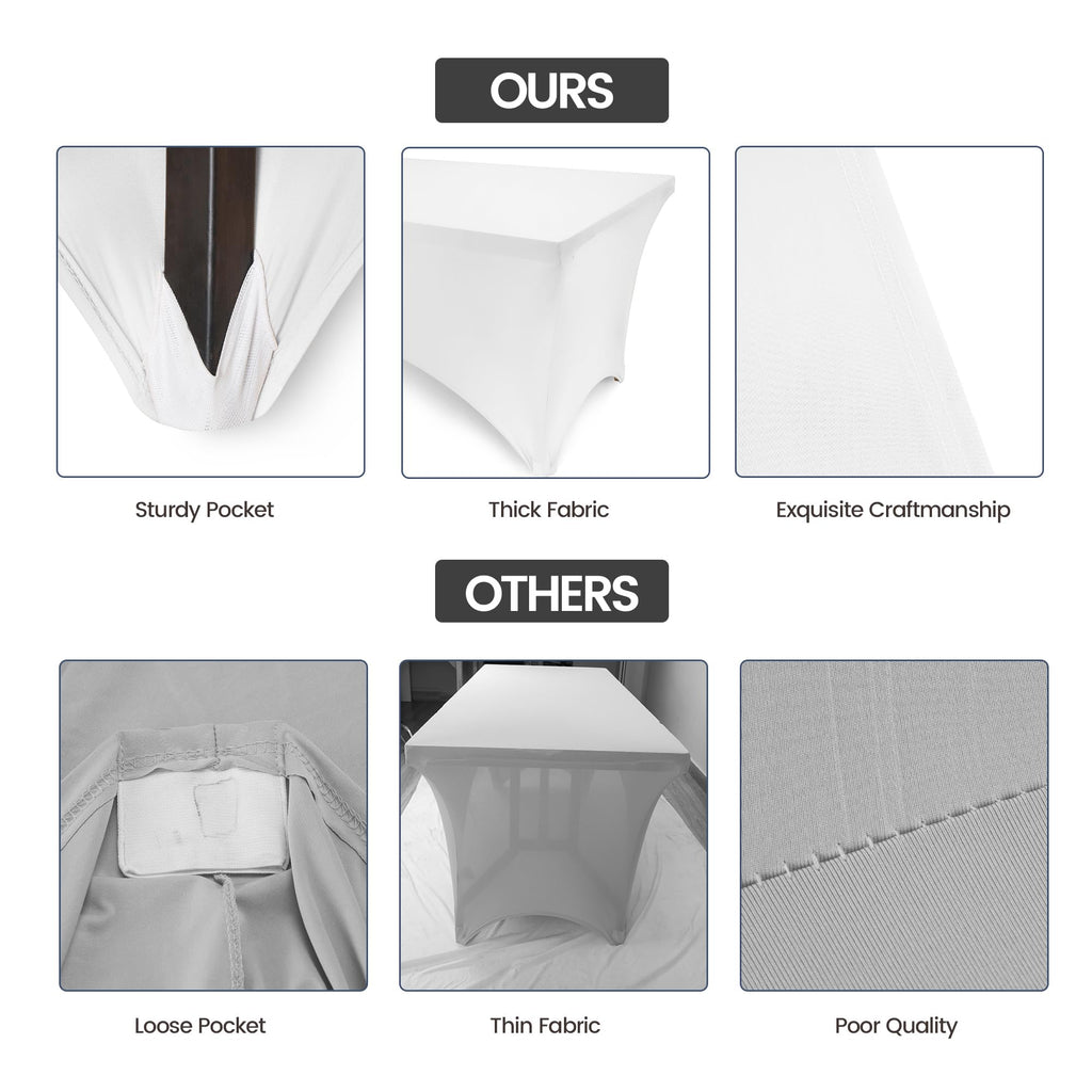 Utopia Kitchen 4FT Spandex Tablecloth [2 Pack, White] 200 GSM Stretch, Fitted, Washable and Wrinkle Resistant Table Cloth Rectangle Cover for Trade Shows, Wedding, Parties [48Lx30Wx30H Inch]