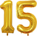 GOER Jumbo 15 Balloons - 42 Inch Foil Helium Decorations for Sweet 15 & 51st Birthday (Gold)