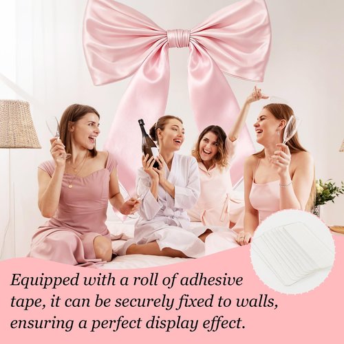 Daxolanz Large Pink Bow Decor 43 x 24 Inch – Romantic Bow Decoration for Love-Themed Parties, Coquette Room, Wedding, Bridal Shower & Photo Backdrop