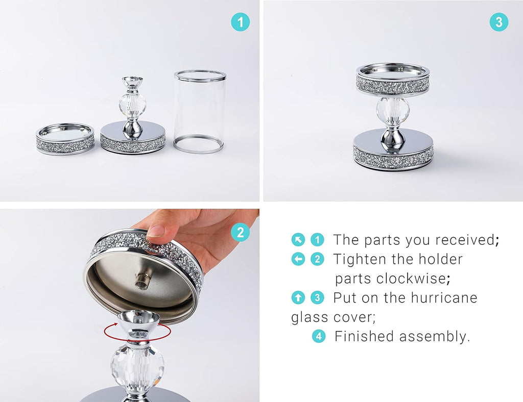 Regine Switzerland Crystal Candle Holders - Elegant Pillar Design for Weddings & Home Decor | Centerpieces