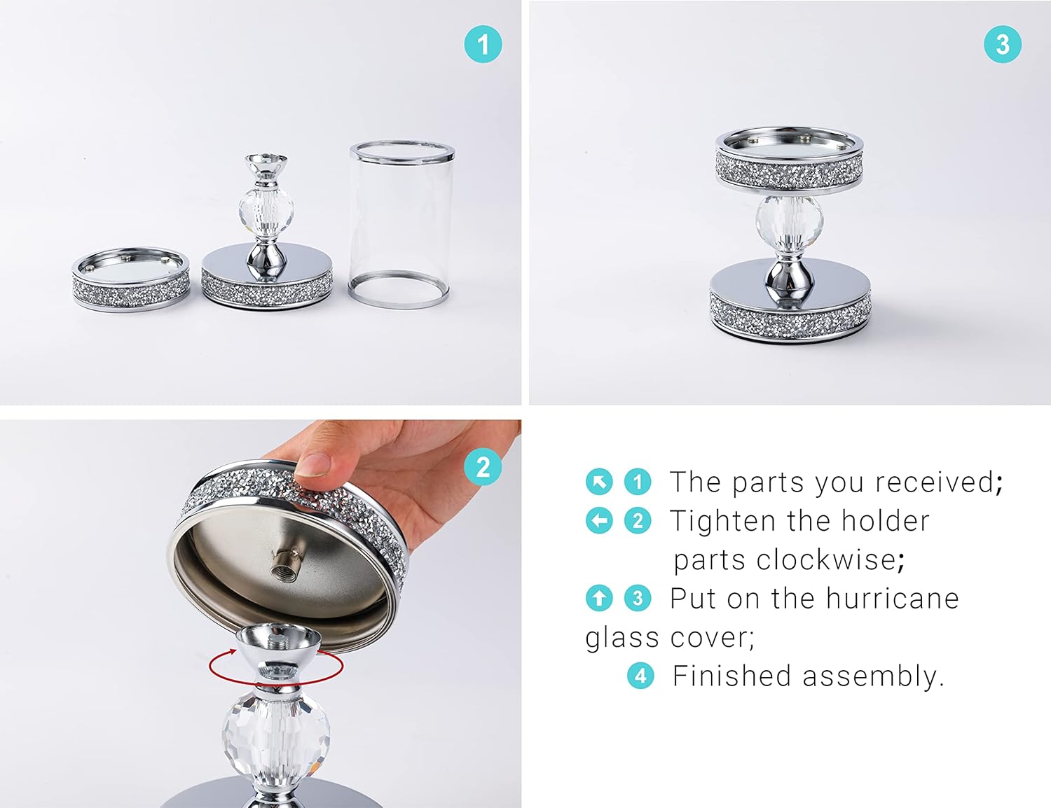 Regine Switzerland Crystal Candle Holders - Elegant Pillar Design for Weddings & Home Decor | Centerpieces