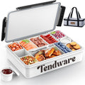TENDWARE Chilled Portable Snackle Box Container Beach Essentials Insulated Bag Keep Food Warm, Divided Serving Tray Reusable Ice Pack Road Trip Essentials for Charcuterie Snack Picnic