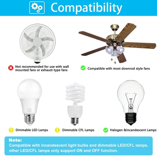 Ceiling Fan Remote Control Kit with Up Down Light, Replacement for Hampton Bay Harbor Breeze Hunter Westinghouse, 3-Speed Remote Replace UC7078T UC7080T CHQ7078T L3H2010FANHD Fan-HD6 FAN-28R