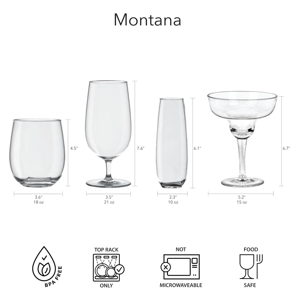 TarHong Montana Stemless Glass, 18 oz., Premium Acrylic Drinkware, Set of 6