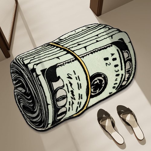 **Money Rug | 100 Dollar Bill Design | Funky 20x32 Inch Bath Mat for Home Decor**