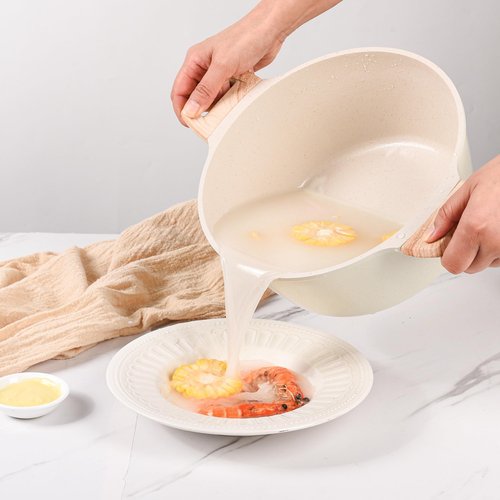 4.5 QT Nonstick Stock Pot with Lid, Ceramic Cookwear Soup Pot, Large Casserole with Lid, Easy to Clean Non Stick Cooking Pot Cookware PFOA Free, White
