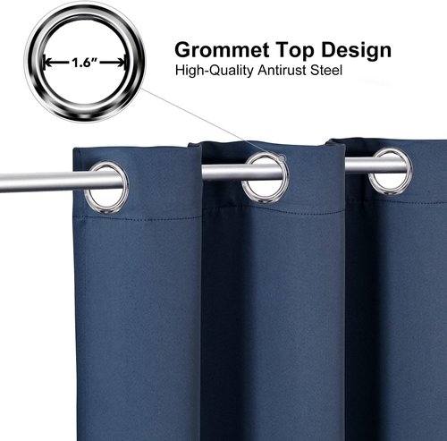 ChrisDowa Blackout Curtains - 108-Inch Long Grommet Thermal Insulated Panels | Stone Blue, 2-Panel Set