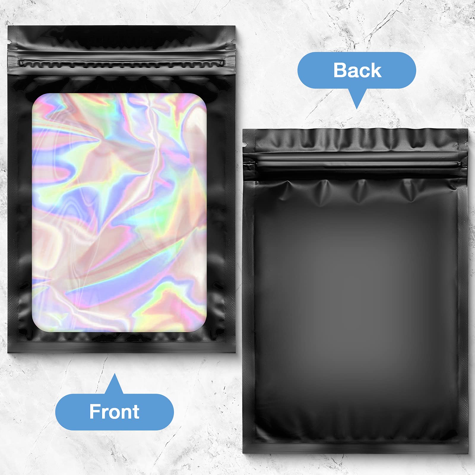 Marspark 200 Pieces Foil Bags 3 x 4.7 Inch Resealable Foil Bags with Clear Window Zipper Lock Black Packaging Pouch for Food Storage Sample Beans Cookies Jewelry Supplies(3 x 4.7 Inch)