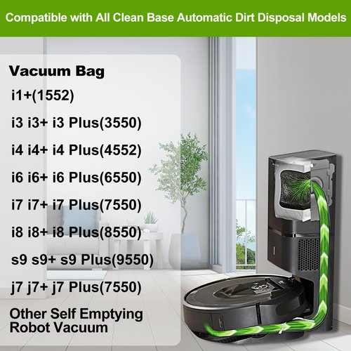 12 Pack Dust Bin Bags Compatible for Robotic Vacuum Cleaner i3, i3+, i7, i7+, i8, i8+, i4, i4+, i1, i1+, i6, i6+, j7, j7+, s9, s9 Plus, i & s j Series Automatic Dirt Disposal Trash Bags
