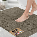 GORILLA GRIP Bath Rug Mat - Thick Soft Absorbent Chenille | Quick-Dry Microfiber, Rubber Backing, 24x17, Latte