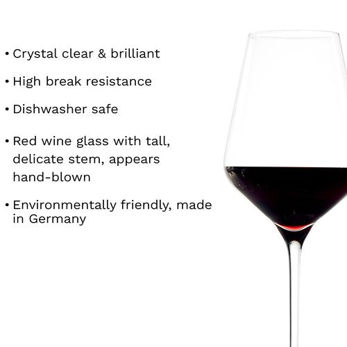 Stölzle Lausitz Red Wine Glasses Quatrophil Set of 4, 19 1/4 oz – Wine Glasses Ideal for Red Wine – Elegant Crystal Glass Goblet for Maximum Aroma – Dishwasher & Shock Resistant