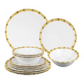 Supreme Housewares 12-Piece Melamine Dinnerware Set, Includes Dinner Plates, Salad Plates, Bowls, Service for 4. (Bamboo)