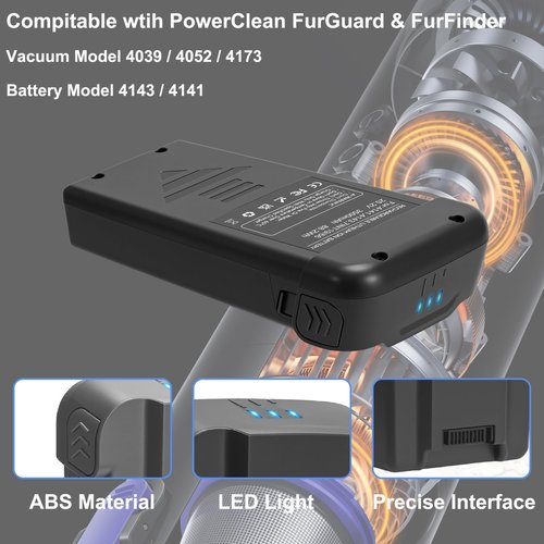 HopeNest Replacement Battery for Bissell PowerClean FurGuard & FurFinder Cordless Vacuum, Compatible with Models 4039, 4052, 4173 & Battery Models 4143, 4141 Black