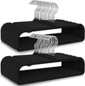 Skiennix 50 Pack Black Velvet Hangers - Non-Slip, Space-Saving Design with 360° Swivel Hook for Pants & Skirts