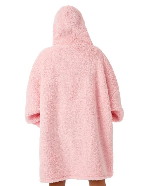 Barbie Womens Wearable Hooded Blanket | Ladies Embroidered Classic Logo Fleece Hoodie in Pink | Cozy Doll Fashion Pullover