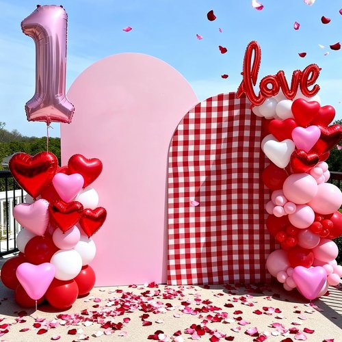 60pcs Red and Pink Balloons, Red Pink Heart Latex Balloons, Matte White Balloon Love Shaped Foil Balloon For Valentine's Day Birthday Baby Shower Party Wedding Bridal Shower Engagement Decorations
