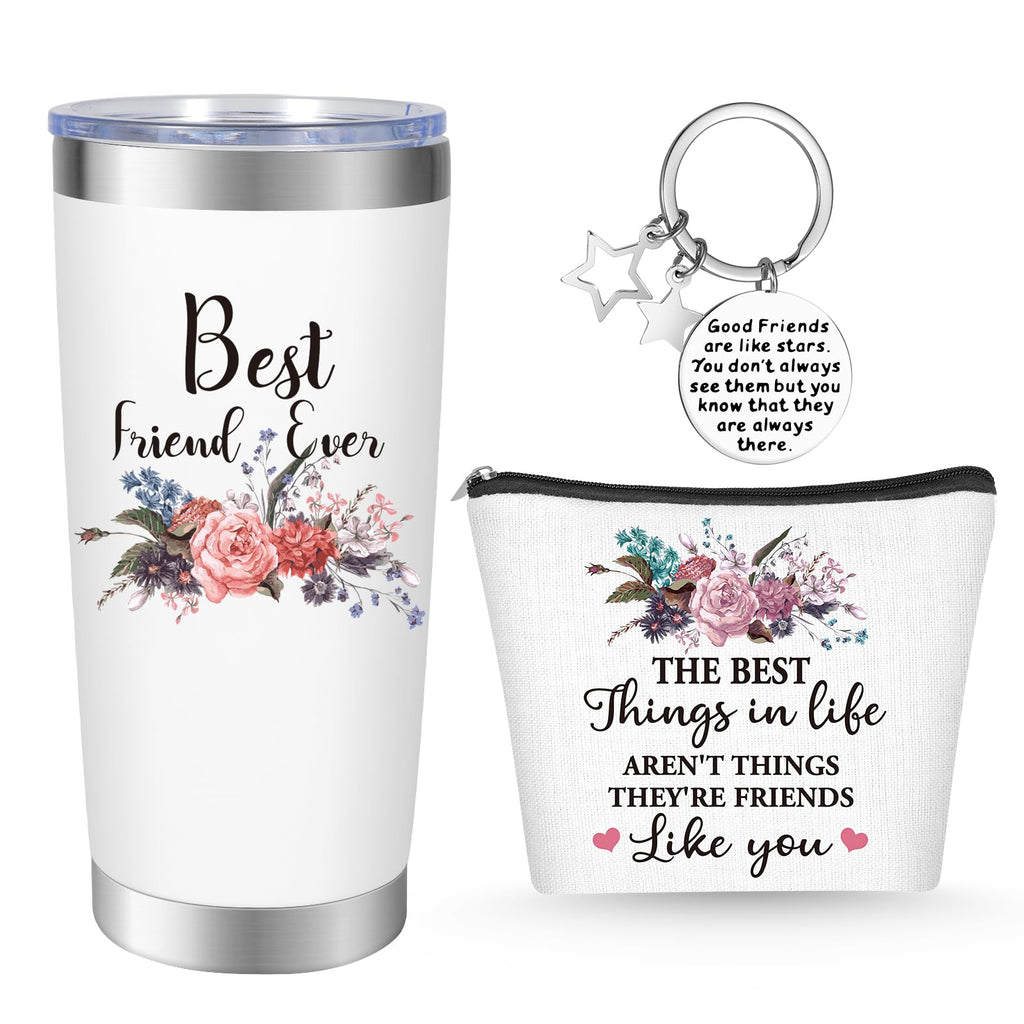 NXPOY Gifts for friend, Fried gift, Birthday gifts for women 20OZ Tumbler+Cosmetic bag + Keychain