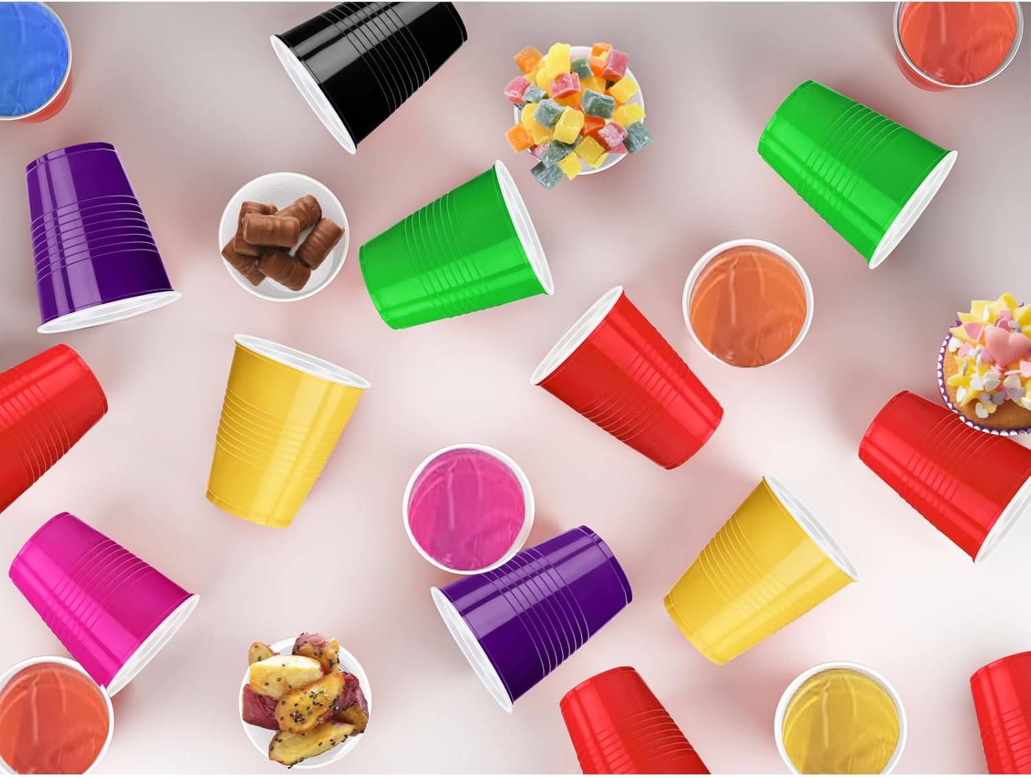 Skiennix 120 Pcs 12 Oz Colorful Plastic Cups - Disposable Party Drinkware for Thanksgiving & Picnics