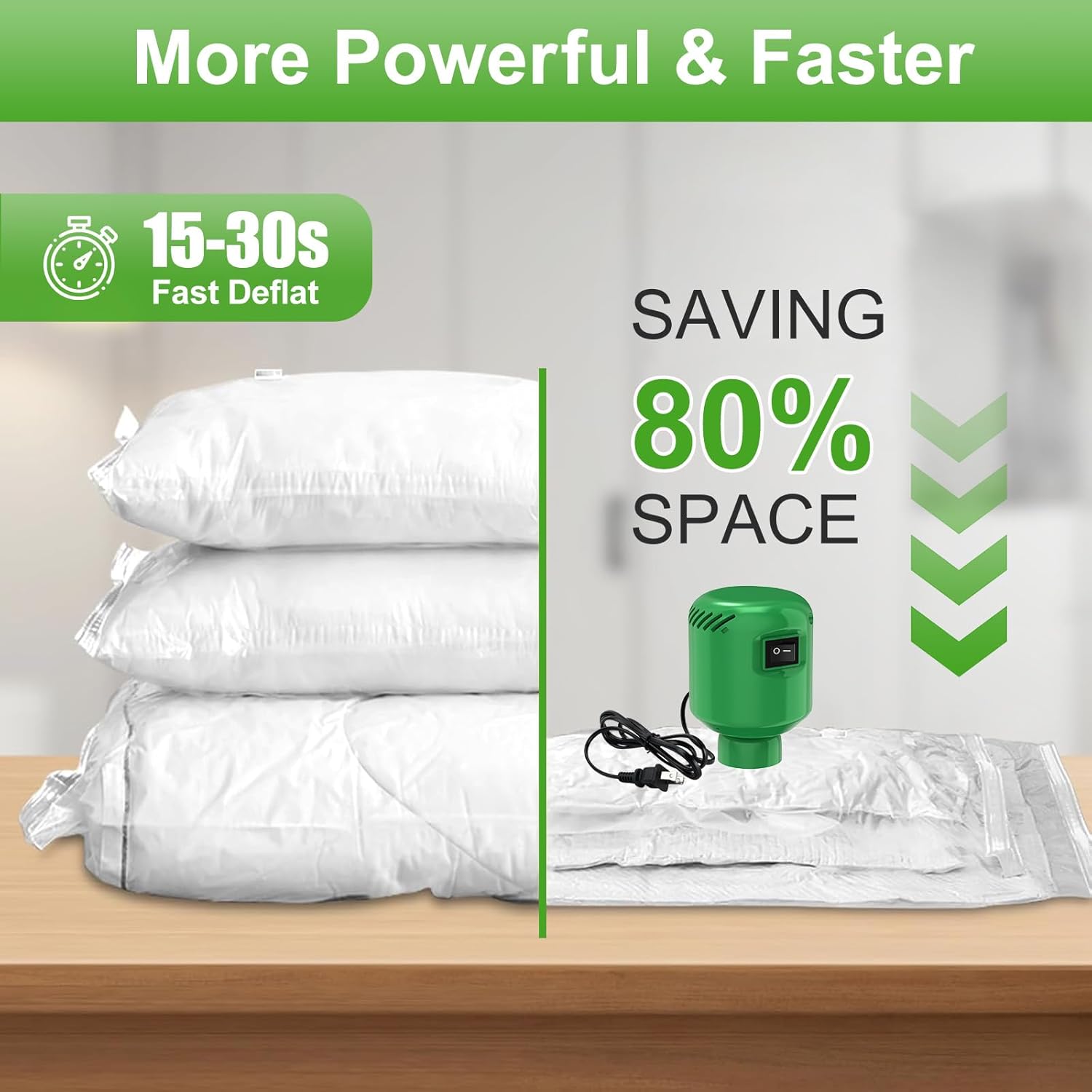 Skiennix Electric Vacuum Pump - Portable Storage Solution for Clothing & Bedding | Green (No Bags)