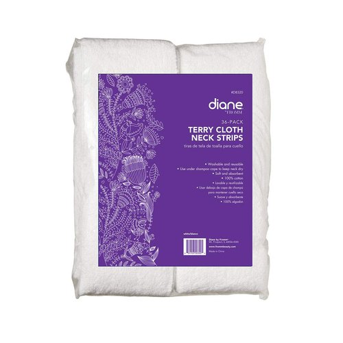 Diane Terry Cloth Neck Strips, Fast Drying Towel for Neck Use at Barber Shop, Salon, Spa, Extra Durable, Absorbent, White, 36 Count (Pack of 1), D8320