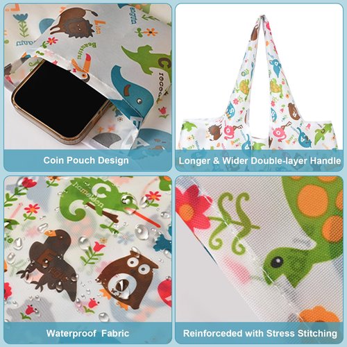 lyBlissor Extra Large 50Lbs Foldable Reusable Shopping Bags with Handles Fold Up Shopping Bags for Purse Reusable Tote Bag